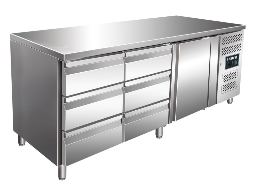 SARO Koelwerkbank met 1 deur en 2x ladenset van 3 model KYLJA 3150 TN