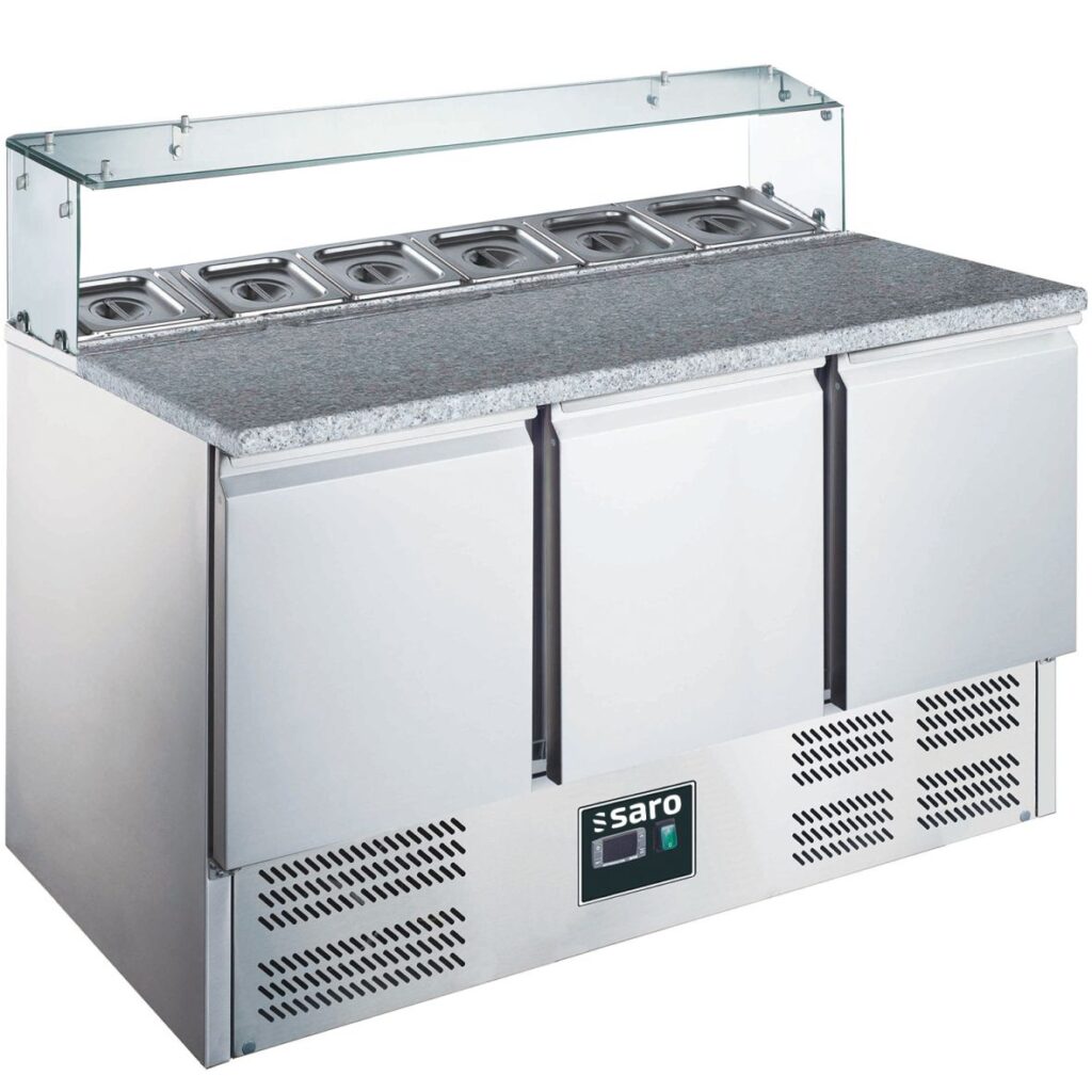 SARO Pizzawerkbank met glazen opzet model EPS 903 G