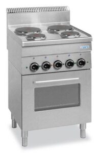 SARO Elektrisch fornuis met elektrische oven, 4 kookplaten, 600-lijn vrijstaand model E4F6