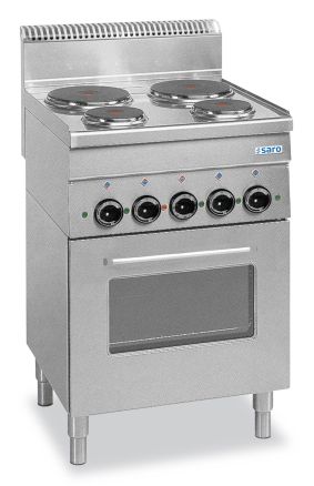 SARO Elektrisch fornuis met elektrische oven, 4 kookplaten, 600-lijn vrijstaand model E4F6