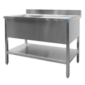 SARO RVS spoeltafel met 1 bak, links - 600 mm diep, 1800 mm