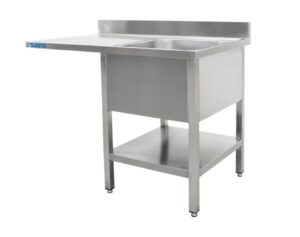 SARO RVS spoelkast met 1 bak, rechts - 600 mm diep, 1400 mm