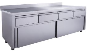 SARO Schuifdeurkast - 4 laden 2000x700 mm met opstaande rand
