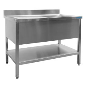 SARO RVS spoeltafel met 1 bak, rechts - 700 mm diep, 1400 mm