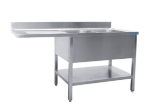 SARO RVS spoelkast met 2 bakken, rechts - 700 mm diep, 1800 mm