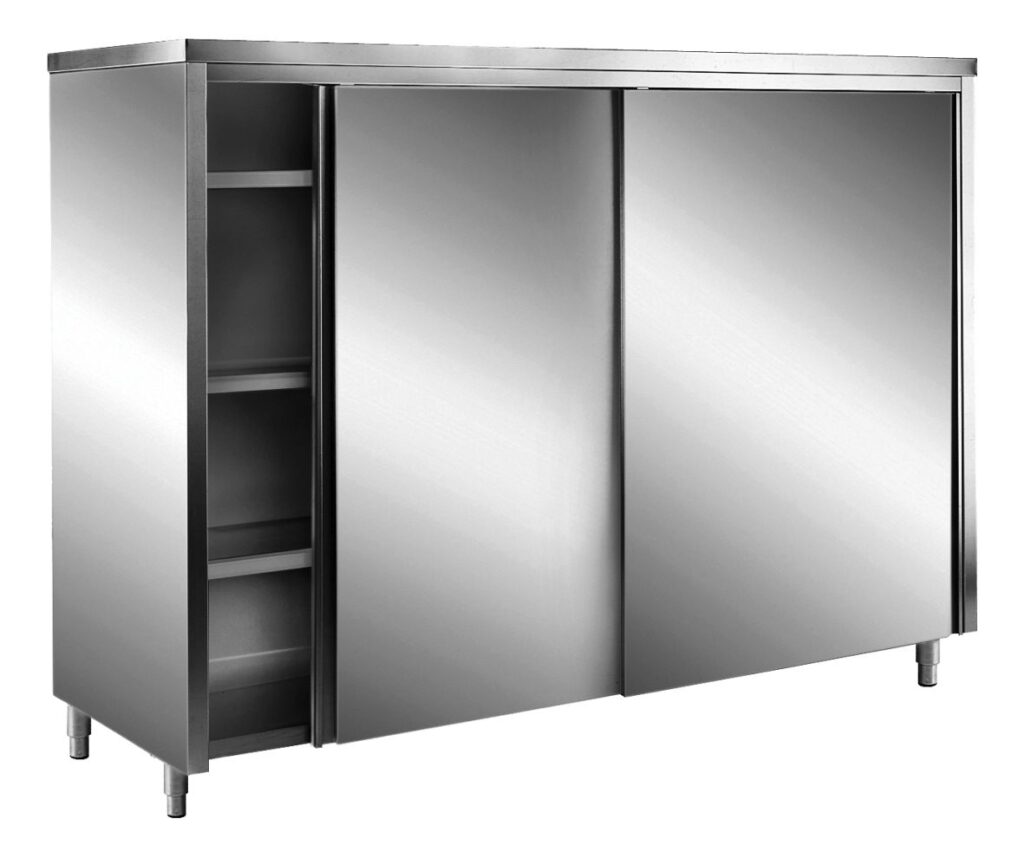SARO RVS opbergkast met schuifdeuren AISI 430, plat dak, 1600x600