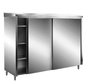 SARO RVS opbergkast met schuifdeuren AISI 430, schuin dak, 1800x600